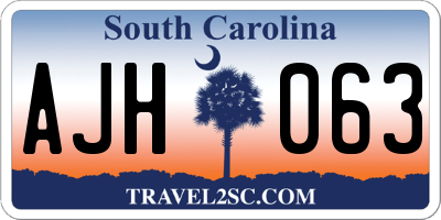 SC license plate AJH063
