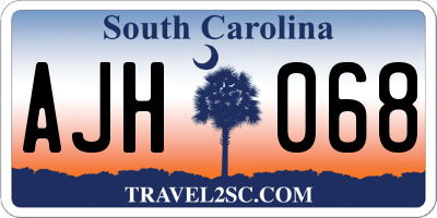 SC license plate AJH068