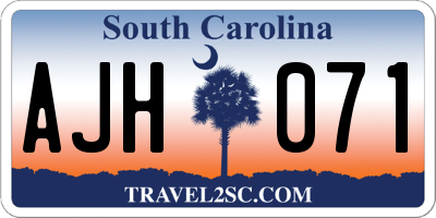SC license plate AJH071