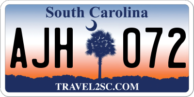 SC license plate AJH072