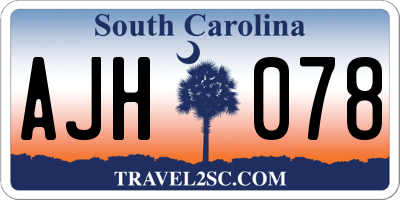 SC license plate AJH078