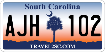 SC license plate AJH102