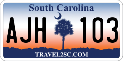 SC license plate AJH103