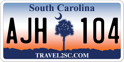 SC license plate AJH104
