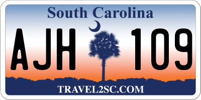 SC license plate AJH109