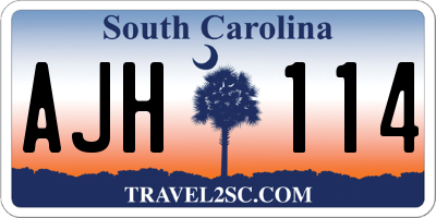 SC license plate AJH114