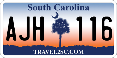 SC license plate AJH116