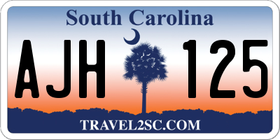 SC license plate AJH125