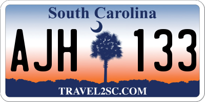 SC license plate AJH133