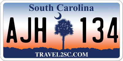 SC license plate AJH134