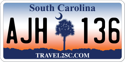 SC license plate AJH136