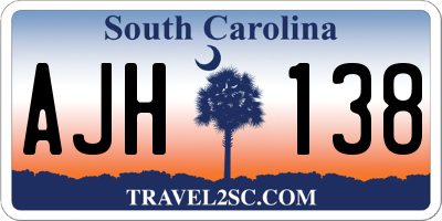 SC license plate AJH138