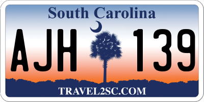 SC license plate AJH139