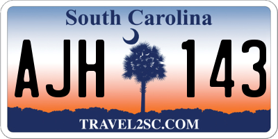 SC license plate AJH143