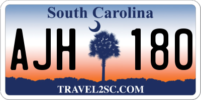 SC license plate AJH180