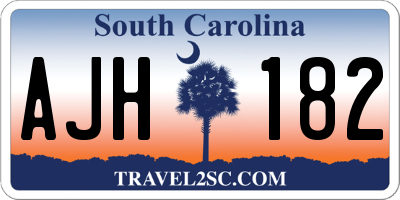 SC license plate AJH182