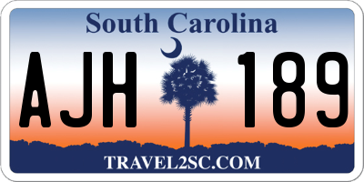 SC license plate AJH189