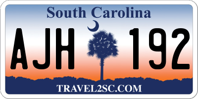 SC license plate AJH192