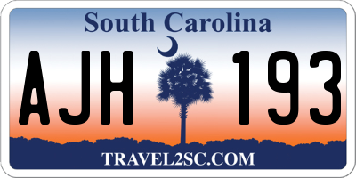 SC license plate AJH193
