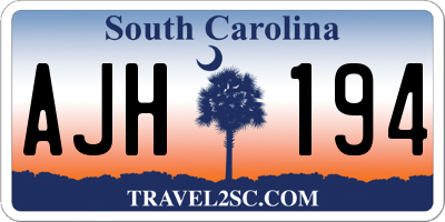 SC license plate AJH194