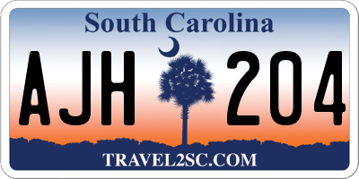 SC license plate AJH204