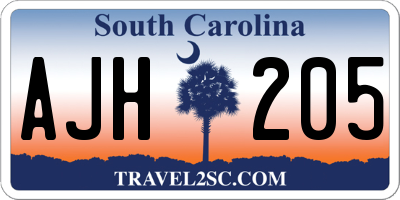 SC license plate AJH205