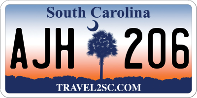 SC license plate AJH206