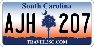 SC license plate AJH207