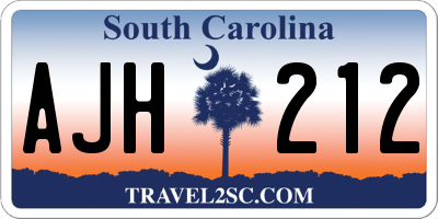 SC license plate AJH212