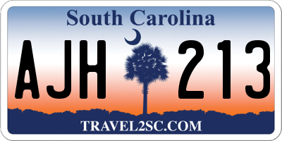 SC license plate AJH213