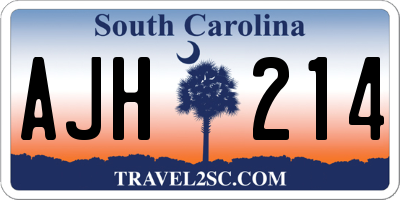 SC license plate AJH214