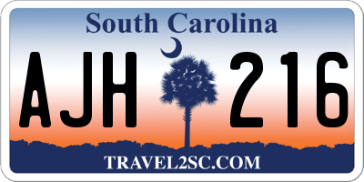 SC license plate AJH216