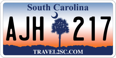 SC license plate AJH217