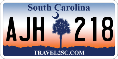 SC license plate AJH218