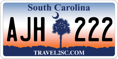 SC license plate AJH222