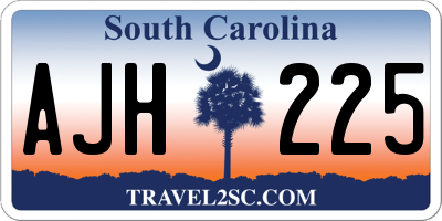 SC license plate AJH225