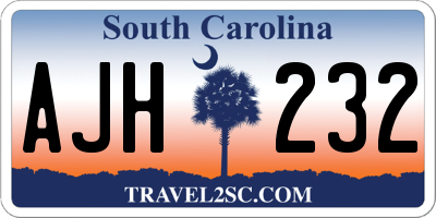 SC license plate AJH232