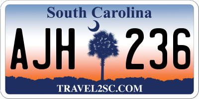 SC license plate AJH236
