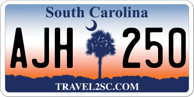 SC license plate AJH250