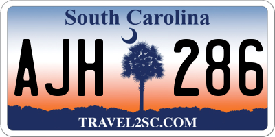 SC license plate AJH286