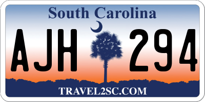 SC license plate AJH294