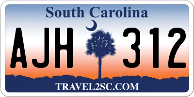 SC license plate AJH312