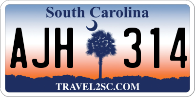 SC license plate AJH314