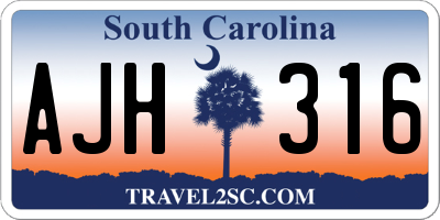 SC license plate AJH316