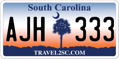 SC license plate AJH333