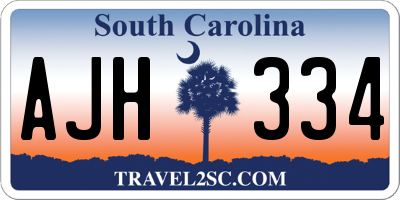 SC license plate AJH334