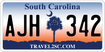 SC license plate AJH342