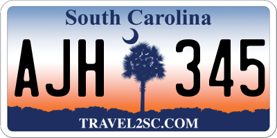 SC license plate AJH345