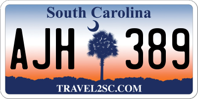 SC license plate AJH389