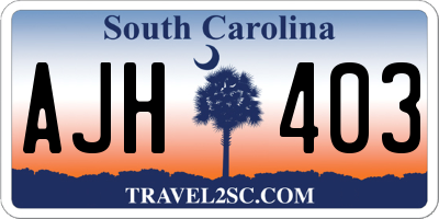 SC license plate AJH403